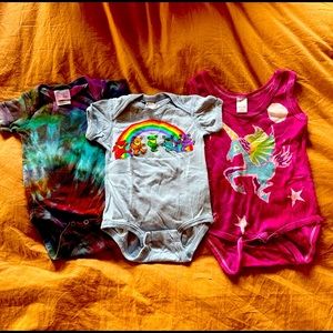 Grateful Dead hippie baby onesies bundle: newborn, 0-3 and 6 months